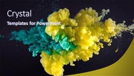  Presentation with black yellow - PPT theme enhanced with beautiful splash of yellow and green water paint on black background background and a wine colored foreground