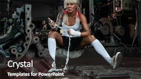  Presentation with bandages - Presentation theme with beautiful sportive woman reel background and a wine colored foreground