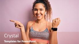  Presentation with curly hair - Presentation enhanced with beautiful-sportswoman-with-curly-hair background and a coral colored foreground