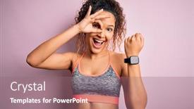  Presentation with curly hair - PPT theme consisting of beautiful-sportswoman-with-curly-hair background and a coral colored foreground