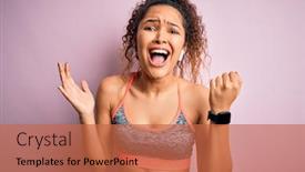  Presentation with curly hair - Slide set with beautiful-sportswoman-with-curly-hair background and a red colored foreground