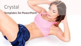  Presentation with abdominal - PPT theme featuring beautiful sportswomen do exercises for abdominal muscles isolated over white background and a lemonade colored foreground
