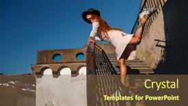  Presentation with top hat - PPT layouts having beautiful-sporty-fit-blond-young background and a tawny brown colored foreground