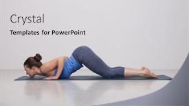  Presentation with sporty - Presentation design with beautiful-sporty-fit-yogini-woman background and a light gray colored foreground