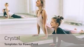  Presentation with exercise mat - Colorful presentation enhanced with beautiful-sporty-woman backdrop and a light gray colored foreground