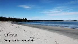  Presentation with newfoundland - PPT theme enhanced with beautiful spring beach landscape background and a light gray colored foreground