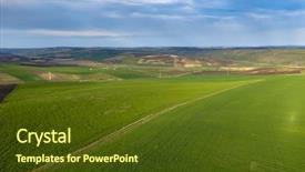  Presentation with spring - Slide deck consisting of beautiful spring fields small city background and a tawny brown colored foreground