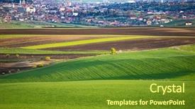  Presentation with spring - Cool new PPT theme with beautiful spring fields small city backdrop and a tawny brown colored foreground