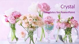  Presentation with light pink - Presentation theme with beautiful spring flowers in glass background and a sky blue colored foreground