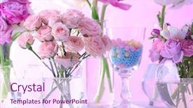  Presentation with light pink - Presentation theme with beautiful spring flowers in glass background and a pink colored foreground