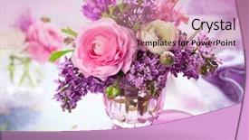  Presentation with spring - Presentation design featuring beautiful spring flowers in vase background and a coral colored foreground