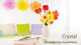  Presentation with flowers vase - Slide set featuring beautiful spring flowers in vase background and a soft green colored foreground