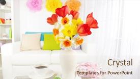  Presentation with jasmine spring flowers - Amazing PPT theme having beautiful spring flowers in vase backdrop and a  colored foreground