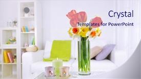  Presentation with beautiful spring flowers - Presentation theme with beautiful spring flowers in vase background and a sky blue colored foreground