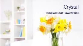  Presentation with beautiful spring flowers - Slide set featuring beautiful spring flowers in vase background and a sky blue colored foreground