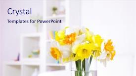  Presentation with spring flowers on textured - Amazing slide set having beautiful spring flowers in vase backdrop and a sky blue colored foreground