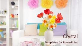  Presentation with jasmine spring flowers - Audience pleasing slide set consisting of beautiful spring flowers in vase backdrop and a lemonade colored foreground