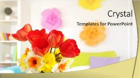  Presentation with beautiful spring flowers - Slide deck consisting of beautiful spring flowers in vase background and a  colored foreground