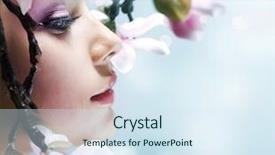  Presentation with beautiful spring flowers - Slides with beautiful spring girl with flowers background and a sky blue colored foreground