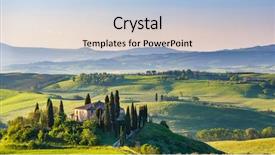  Presentation with tuscany - Colorful PPT theme enhanced with beautiful spring landscape in tuscany backdrop and a light blue colored foreground