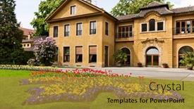  Presentation with prague - Theme consisting of beautiful spring park in prague background and a gold colored foreground