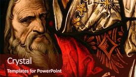  Presentation with stained glass - Theme featuring 3d small people with dollars background and a sky blue colored foreground