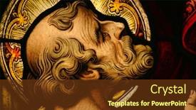  Presentation with stained glass - PPT theme consisting of beautiful-stained-glass-depicting background and a tawny brown colored foreground