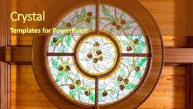  Presentation with stained glass - Slide set consisting of beautiful stained window background and a tawny brown colored foreground