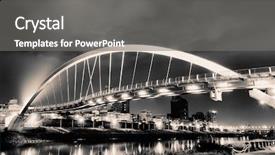  Presentation with steel bridge - PPT theme featuring it is a beautiful steel arch bridge background and a gray colored foreground