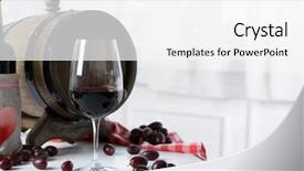  Presentation with table grape - Beautiful PPT layouts featuring beautiful still life with wine and grape on table backdrop and a white colored foreground