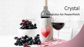 Presentation with table grape - Presentation featuring beautiful still life with wine and grape on table background and a white colored foreground