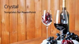  Presentation with table grape - Amazing slide set having beautiful still life with wine and grape on wooden table backdrop and a coral colored foreground