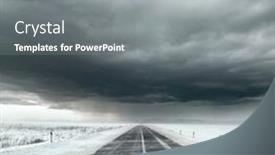  Presentation with stormy sky and dark clouds - PPT layouts with beautiful stormy sky with clouds and snow road snow road in the middle of snow fields background and a gray colored foreground