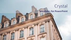  Presentation with city buildings - Audience pleasing PPT layouts consisting of beautiful-street-view-of-buildings backdrop and a sky blue colored foreground