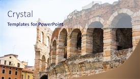  Presentation with world heritage - PPT theme featuring beautiful street view of verona background and a sky blue colored foreground