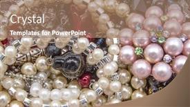  Presentation with string hoppers - Presentation theme consisting of beautiful-string-of-beads-closeup background and a coral colored foreground