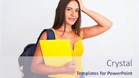  Presentation with shame - PPT theme enhanced with beautiful-student-girl-wearing-backpack background and a sky blue colored foreground