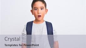  Presentation with student - Colorful PPT theme enhanced with beautiful-student-kid-boy-wearing backdrop and a light gray colored foreground