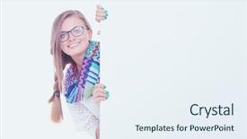  Presentation with blank - PPT layouts having beautiful student woman pointing background and a  colored foreground