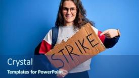  Presentation with curly hair - PPT theme featuring beautiful-student-woman-with-curly background and a ocean colored foreground