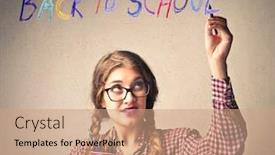  Presentation with colored pencils - Cool new PPT layouts with beautiful student writes with colored pencils backdrop and a coral colored foreground