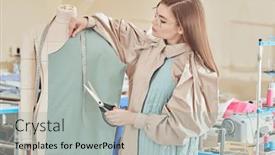  Presentation with girl design - Presentation theme featuring beautiful-stylish-girl-fashion-designer background and a light gray colored foreground