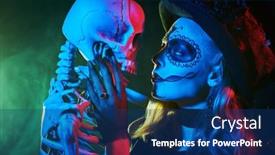  Presentation with sugar skull - Presentation theme enhanced with beautiful-sugar-skull-girl background and a ocean colored foreground