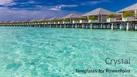  Presentation with paradise - Colorful presentation theme enhanced with beautiful-summer-beach-paradise backdrop and a seafoam green colored foreground