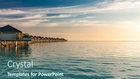  Presentation with paradise - PPT theme having beautiful-summer-beach-paradise background and a ocean colored foreground