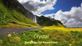  Presentation with streams summer - Amazing slide set having beautiful summer day in iceland wonderful flowering fields and streams in the vicinity of the falls selyalandfoss backdrop and a tawny brown colored foreground