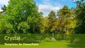  Presentation with summer trees - Slide deck having beautiful-summer-garden-with-green background and a tawny brown colored foreground