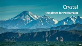  Presentation with volcano - Slide set with beautiful-summer-landscape-of-kamchatka background and a teal colored foreground