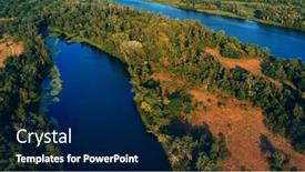  Presentation with nature river - Theme enhanced with beautiful-summer-landscape-while-sunset background and a navy blue colored foreground