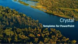  Presentation with green lake - PPT theme with beautiful-summer-landscape-while-sunset background and a ocean colored foreground